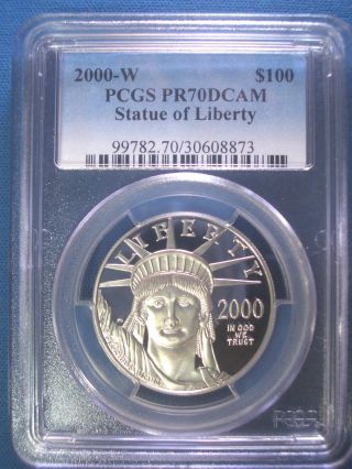 2000 - W $100 Platinum Pcgs Pr70 Dcam Proof Eagle Dollar $2,  750,  Pop Only 198 photo