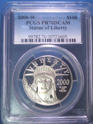 2000 - W $100 Platinum Pcgs Pr70 Dcam Proof Eagle Dollar $2,  750,  Pop Only 198 photo