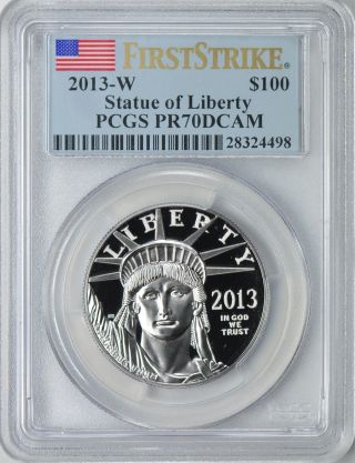 2013 - W $100 One - Ounce Platinum American Eagle First Strike Pcgs Proof - 70 Dcam photo