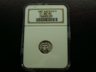 2001 $10 (1/10 Oz) State Platinum Eagle Ngc Ms70 photo