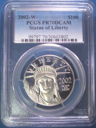 2002 - W $100 Platinum Pcgs Pr70 Dcam Proof Eagle Dollar $3,  000,  Pop Only 187 photo