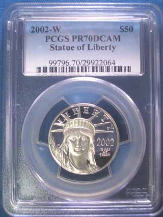 2002 - W $50 Platinum Pcgs Pr70 Dcam Proof Eagle Dollar $1,  400,  Pop Only 215 photo