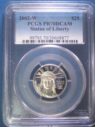 2002 - W $25 Platinum Pcgs Pr70 Dcam Proof Eagle Dollar $750,  Pop Only 247 photo