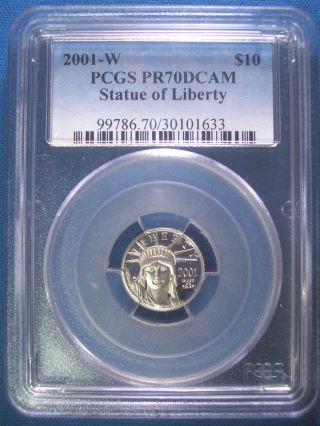 2001 - W Platinum Pcgs Pr70 Dcam Proof Eagle $10 Dollar $425,  Pop Only 150 photo