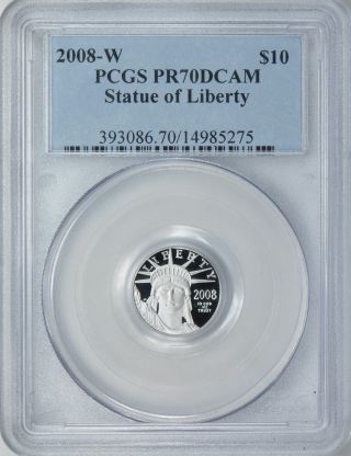 2008 - W $10 Platinum Eagle Pcgs Pr70dcam Proof photo