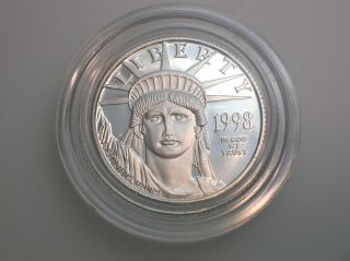 1998 - W $25 Platinum Eagle Coin - 1/4 Troy Ounce Pure Platinum - photo