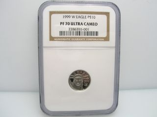 1999 - W $10 Platinum Eagle Pf 70 Ngc - 1/10 Troy Ounce Platinum - photo