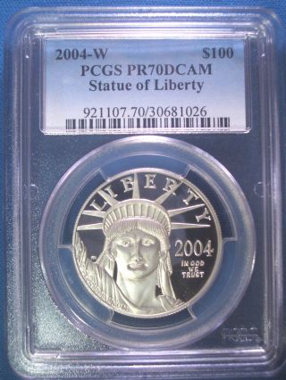 2004 - W $100 Platinum Pcgs Pr70 Dcam Proof Eagle Dollar $4,  900,  Pop Only 141 photo