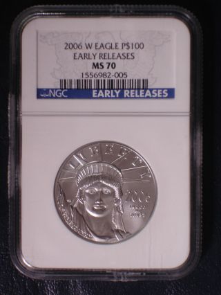 2006 W Platinum Eagle P$100 Early Releases Ngc Ms 70 Low Mintage Of 3,  068 photo