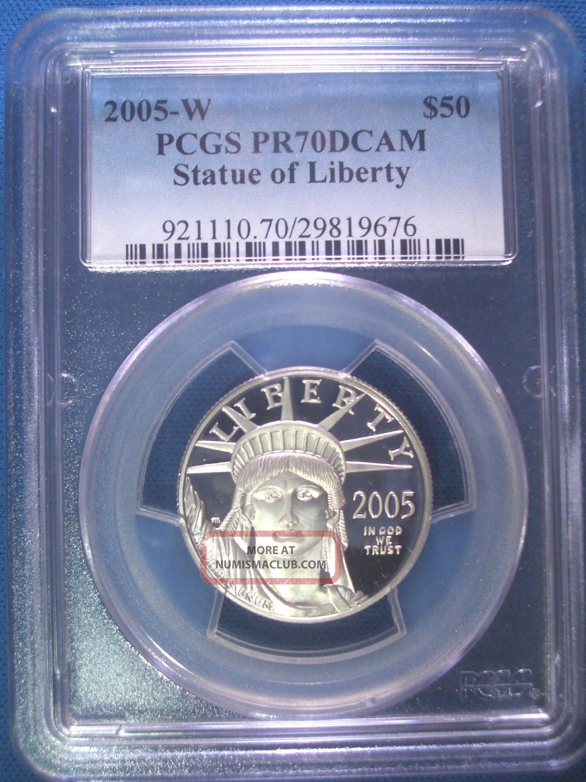 2005 - W $50 Platinum Pcgs Pr70 Dcam Proof Eagle Dollar $1,  200,  Pop Only 140 Platinum photo