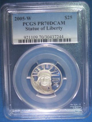 2005 - W $25 Platinum Pcgs Pr70 Dcam Proof Eagle Dollar $925,  Pop Only 150 photo