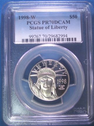 1998 - W $50 Platinum Pcgs Pr70 Dcam Proof Eagle Dollar $1,  200,  Pop Only 473 photo