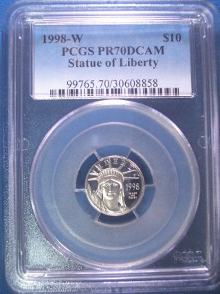 1998 - W Platinum Pcgs Pr70 Dcam Proof Eagle $10 Dollar $850,  Pop Only 101 photo
