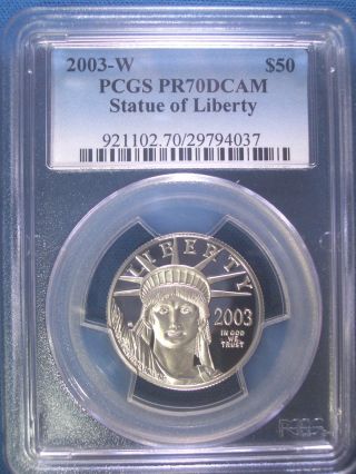 2003 - W $50 Platinum Pcgs Pr70 Dcam Proof Eagle Dollar $1,  200,  Pop Only 179 photo