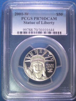 2001 - W $50 Platinum Pcgs Pr70 Dcam Proof Eagle Dollar $1,  200,  Pop Only 148 photo