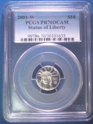 2001 - W Platinum Pcgs Pr70 Dcam Proof Eagle $10 Dollar $425,  Pop Only 150 photo