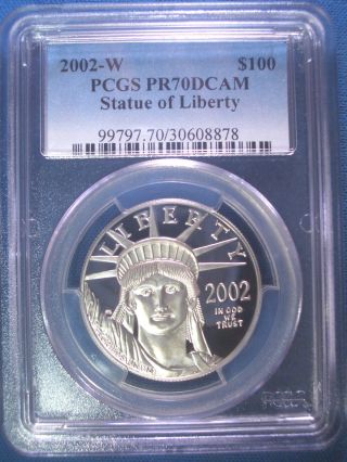 2002 - W $100 Platinum Pcgs Pr70 Dcam Proof Eagle Dollar $3,  000,  Pop Only 187 photo
