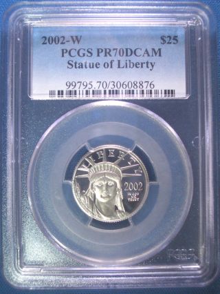 2002 - W $25 Platinum Pcgs Pr70 Dcam Proof Eagle Dollar $750,  Pop Only 247 photo