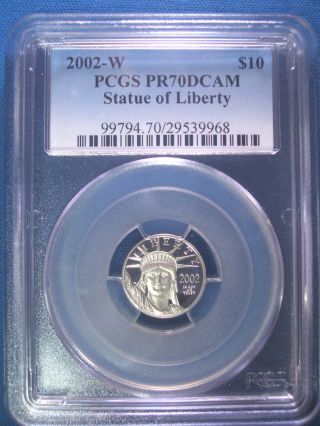 2002 - W Platinum Pcgs Pr70 Dcam Proof Eagle $10 Dollar $425,  Pop Only 188 photo
