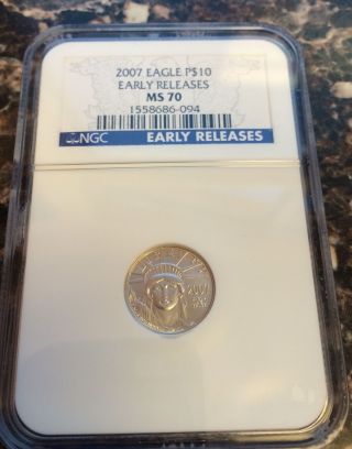 2007 Platinum Eagle P$10 Early Releases Ngc Ms 70 686 - 094 photo