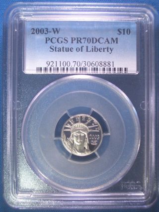 2003 - W Platinum Pcgs Pr70 Dcam Proof Eagle $10 Dollar $550,  Pop Only 194 photo