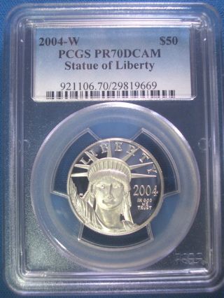 2004 - W $50 Platinum Pcgs Pr70 Dcam Proof Eagle Dollar $1,  850,  Pop Only 169 photo