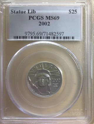 2002 $25 Platinum Statue Of Liberty - Pcgs Ms69 photo