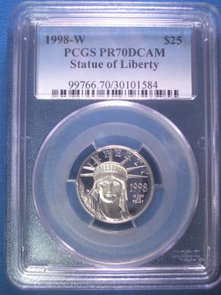 1998 - W $25 Platinum Pcgs Pr70 Dcam Proof Eagle Dollar $900,  Pop Only 135 photo