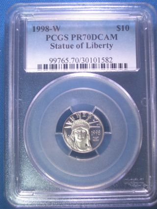 1998 - W Platinum Pcgs Pr70 Dcam Proof Eagle $10 Dollar $850,  Pop Only 101 photo