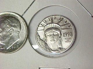 1998 $10 Platinum American Eagle.  9995 Fine Platinum 1/10 Ounce photo