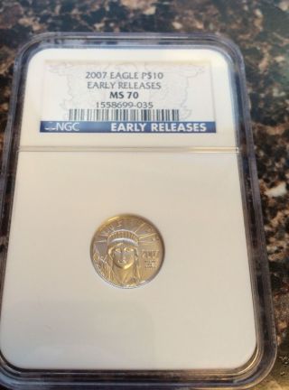 2007 Platinum Eagle P$10 Early Releases Ngc Ms 70 699 - 035 photo