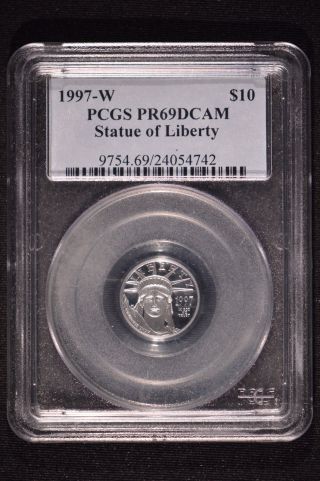 United States 1997 - W Proof American Platinum Eagle $10 1/10 Oz Pcgs Pr69 Dcam photo