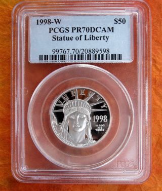 1998 - W $50 1/2 Oz Pcgs Pr70 Dcam Platinum Proof American Eagle Bullion Coin photo