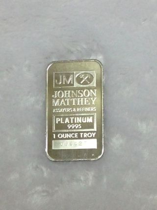 Rare Johnson Matthey Jm 1 Oz.  9995 Fine Platinum Bar With Plastic photo