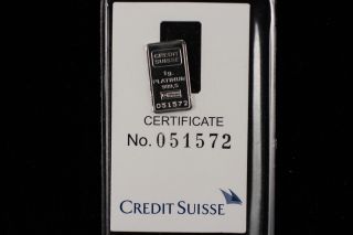 1 Gram Platinum Bar Credit Suisse Certified With Certificate photo