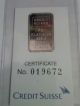 5 Gram Credit Suisse Platinum Bar (in Assay).  999,  Fine Platinum photo 1