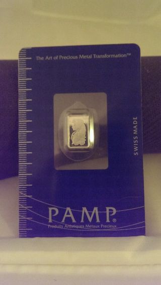 1 Gram Pamp Suisse Platinum Bar - In Assay photo