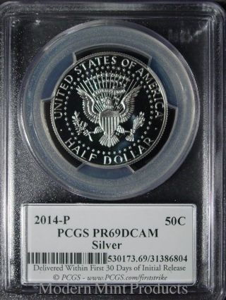 2014 - P 50th Anniversary Kennedy Half Dollar Silver Proof Pr69dcam Pcgs First Stk photo