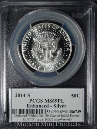 2014 - S 50th Anniversary Enhanced Uncirculated Silver Kennedy 50c Pcgs Ms69pl Fs photo