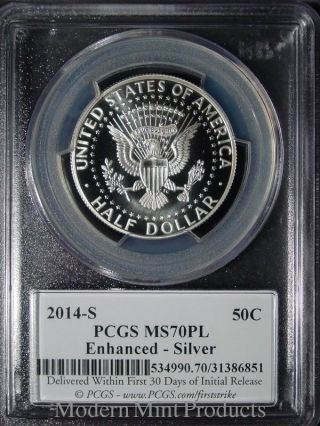 2014 - S 50th Anniversary Enhanced Uncirculated Silver Kennedy 50c Pcgs Ms70pl Fs photo
