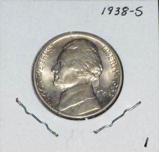1938 - S Jefferson Nickel Brilliant Choice Bu Lustrous And 1 photo