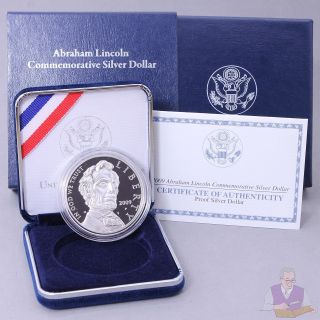 2009 P Abraham Lincoln Bicentennial Proof Commem 90 Silver Dollar Ogp Us Coin photo