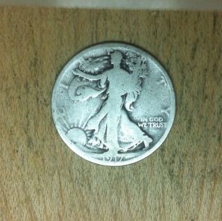 90 Silver 1917 - D Walking Liberty Half 