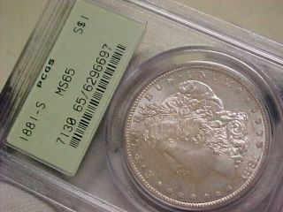 1881 - S Morgan Dollar Pcgs Slab Ms65 6296697 With Old Green Label photo