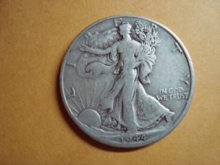1944 - D Walking Liberty Half Dollar Circulated Uncertified Silver Coin photo