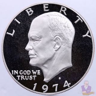 1974 S Eisenhower Dollar Gem Deep Cameo Proof Cn - Clad Ike Us Coin photo