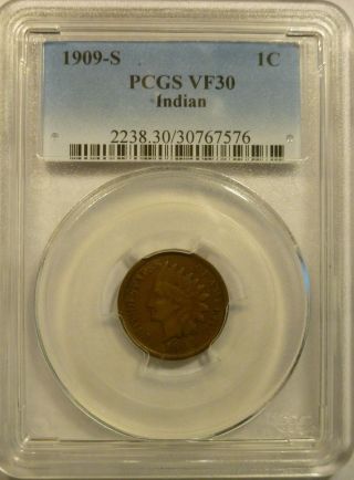 1909 - S Indian Head Penny Pcgs Vf - 30 photo