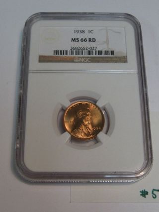Bu Red Gem 1938 Us Wheat Penny Lincoln Cent.  Ngc Ms66rd.  57 photo