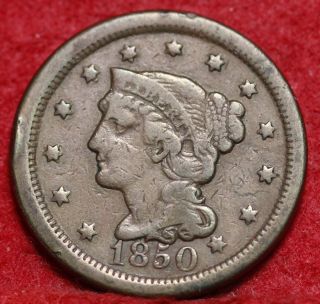 1850 Braided Hair Large Cent photo
