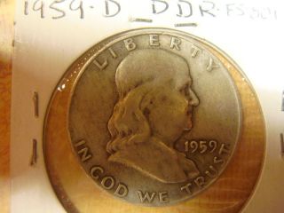 1959 - D 50c Franklin Half Dollar - Ddr - Bold Doubling - Silver Franklin 50c N/r photo